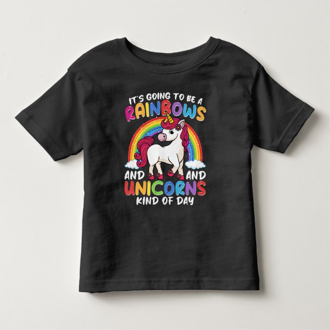 Einhorn Niedliche Whimsical Funny Rainbows und Ein Kleinkind T-shirt (Vorderseite)