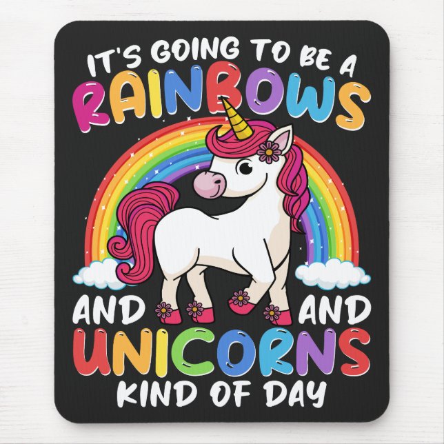 Einhorn Niedliche Whimsical Funny Rainbows und Ein Mousepad (Vorne)