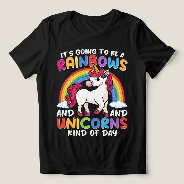 Einhorn Niedliche Whimsical Funny Rainbows und Ein Tri-Blend Shirt (Design Vorderseite)