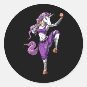 Einhorn-Ninja-Karate-Kickboxen-Muay-Thai-Kampfspor Runder Aufkleber