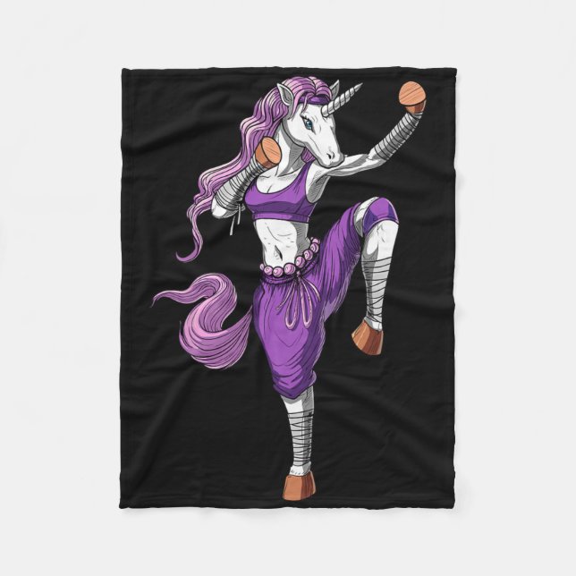 Einhorn-Ninja-Karate-Kickboxen-Muay-Thai-Märtyrer  Fleecedecke (Vorderseite)