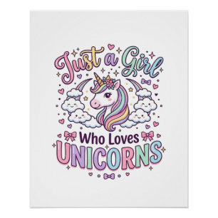 Einhorn Nur ein Mädchen das Einhörner liebt Weißer Poster