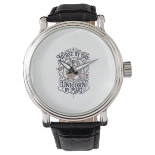 Einhorn-Nurse bei Tag Einhorn von Herzen Weißer Hi Armbanduhr