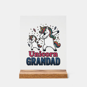 Einhorn-Opa Vintage-Stickerei-Shirt-Design_1 Acrylschild