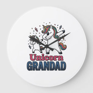 Einhorn-Opa Vintage-Stickerei-Shirt-Design_1 Große Wanduhr