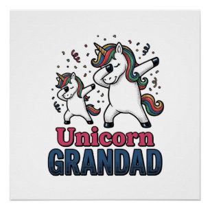 Einhorn-Opa Vintage-Stickerei-Shirt-Design_1 Poster