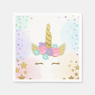 Einhorn-Papierservietten-Rosa-Goldmagischer Serviette