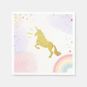 Einhorn-Papierservietten-Rosa-Goldmagischer Serviette