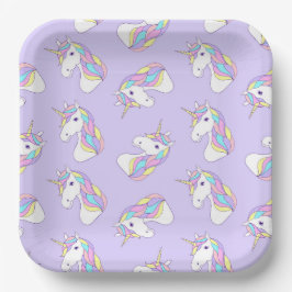 Einhorn-Papierteller, Mythische Lila-Party Pappteller