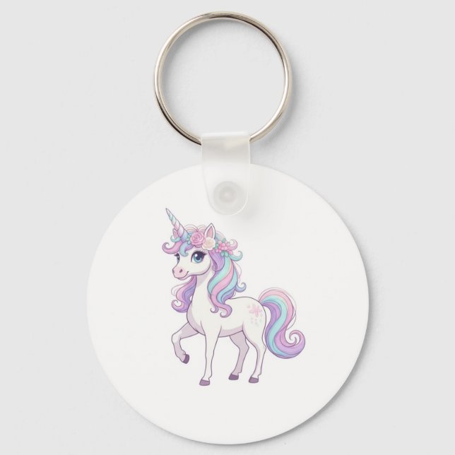 Einhorn-Party-Button Schlüsselanhänger (Vorderseite)