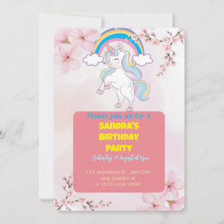 Einhorn-Party Einladung | Custom Girl Birthday Ca