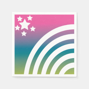 Einhorn-Party mit Regenbogenstreifen und Sternen Serviette