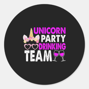 Einhorn-Party-Trinkteam-Hochzeit-Braut-Und Bräutig Runder Aufkleber