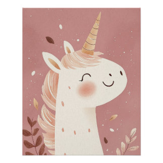 Einhorn Pastell-Kinderzimmer-Druck, Kinderzimmer-W Poster