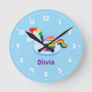 Einhorn Pegasus Regenbogen-Pool-Schwimmkörper Kind Runde Wanduhr
