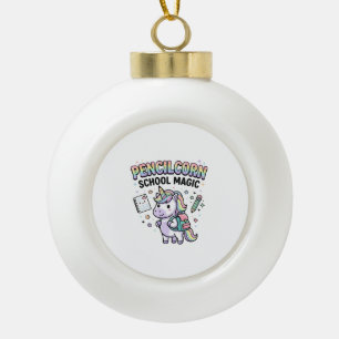 Einhorn Pencilcorn Schule Magie Charmante Merchand Keramik Kugel-Ornament