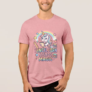 Einhorn Pencilcorn Schule Magie Liebenswerter Aufk Tri-Blend Shirt