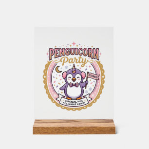 Einhorn Penguicorn Party POD Fertig Zazzle Design_ Acrylschild