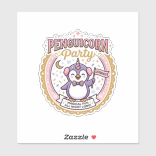 Einhorn Penguicorn Party POD Fertig Zazzle Design_ Aufkleber