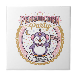 Einhorn Penguicorn Party POD Fertig Zazzle Design_ Fliese