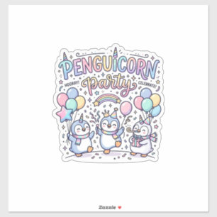 Einhorn Penguicorn Party Premium Vektor Vektorgraf Aufkleber