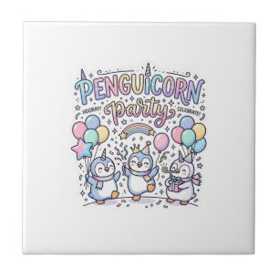 Einhorn Penguicorn Party Premium Vektor Vektorgraf Fliese
