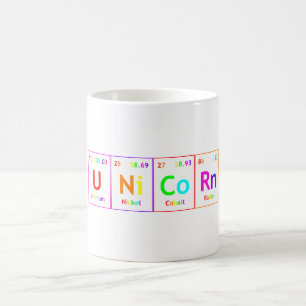 EINHORN Periodensystem Elemente Wort Regenbogenfar Tasse