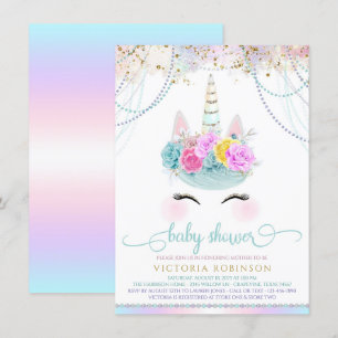 Einhorn-Perlen-Mädchen-Einhorn-Baby-Shower Einladung