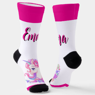 Einhorn & personalisiere deine Namens-Crew-Socken Socken