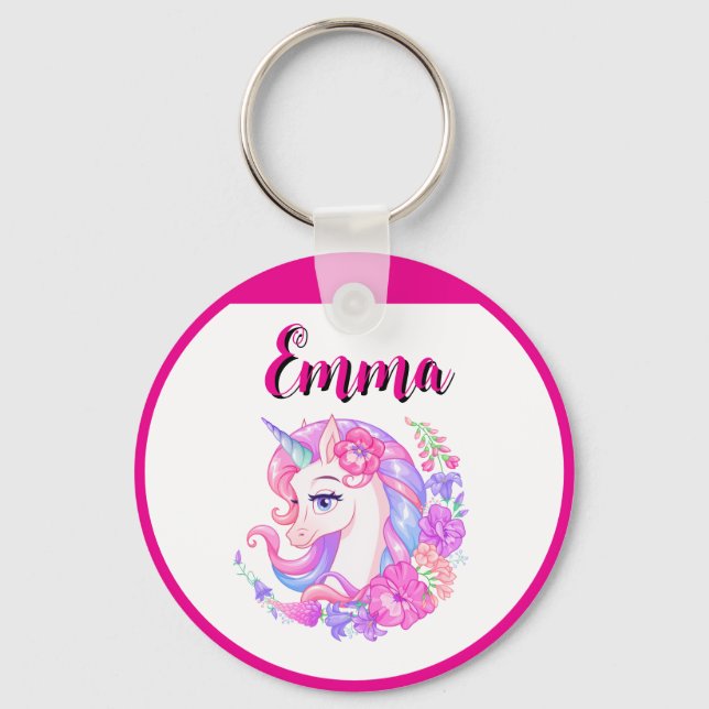 Einhorn & personalisiere deinen Namen  Schlüsselanhänger (Vorderseite)