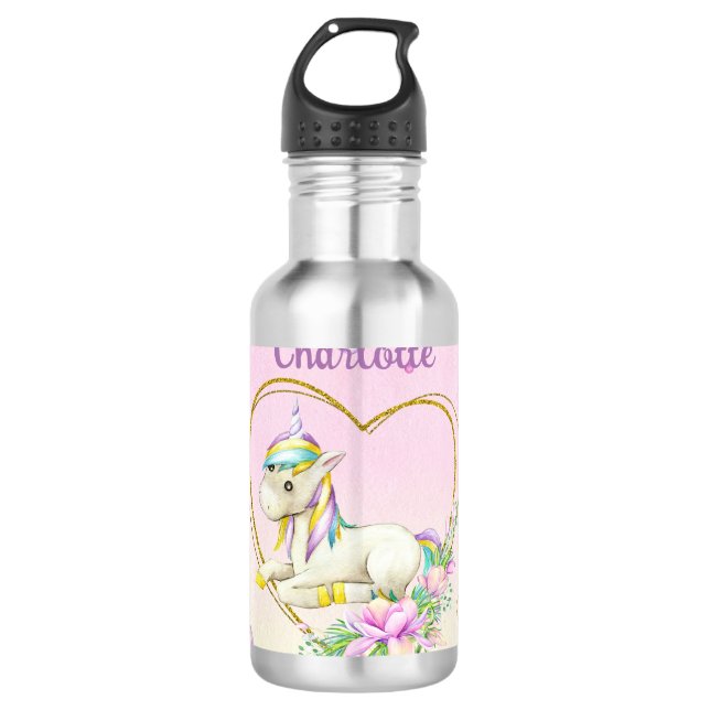 Einhorn Personalisiert Edelstahlflasche (Vorderseite)