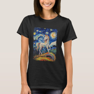 Einhorn Pferd Sternennacht Gemälde T-Shirt