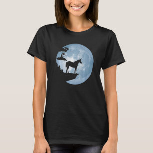 Einhorn Pferd vor Vollmond Silhouette für T-Shirt