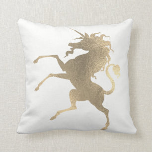 Einhorn-Pferdeprinzessin White Fairly Gold Minimal Kissen