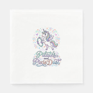 Einhorn Pilates und Feenstaub Weißer Hintergrund V Serviette