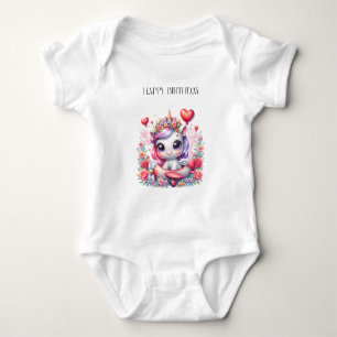 Einhorn-Pilot-Geburtstag Baby Strampler