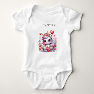 Einhorn-Pilot-Geburtstag Baby Strampler