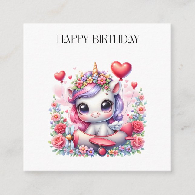 Einhorn-Pilot-Geburtstag Begleitkarte (Vorderseite)