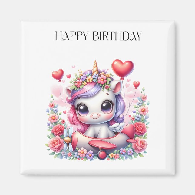 Einhorn-Pilot-Geburtstag Magnet (Vorne)