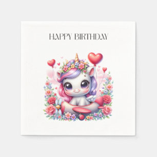 Einhorn-Pilot Geburtstag Serviette