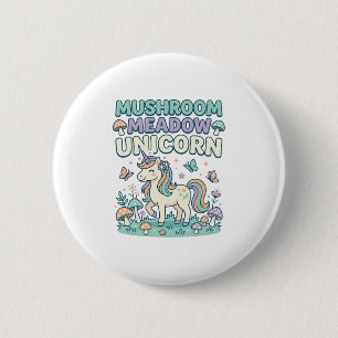 Einhorn Pilz Wiese Einhorn Trend T-Shirt Des Button