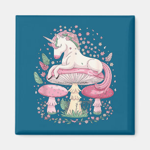 Einhorn-Pilze Fantasy Traumhafte Schmetterlinge Fl Magnet