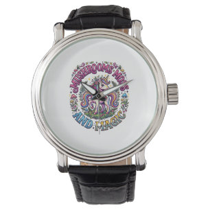 Einhorn Pilze Moos und Magie Werbe-Shirt Armbanduhr