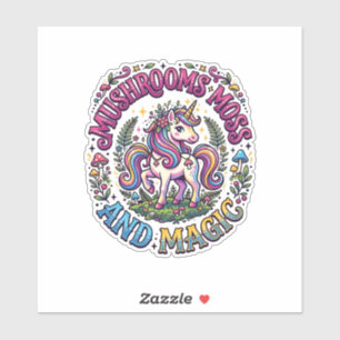 Einhorn-Pilze Moos und Magie Werbe-Shirt Aufkleber