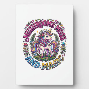 Einhorn Pilze Moos und Magie Werbe-Shirt  Fotoplatte