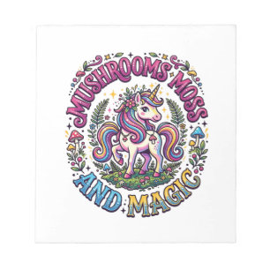 Einhorn Pilze Moos und Magie Werbe-Shirt Notizblock