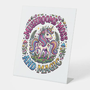 Einhorn Pilze Moos und Magie Werbe-Shirt Sockelschild