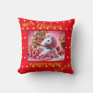 Einhorn pink fröhliche Weihnachten individualisier Kissen