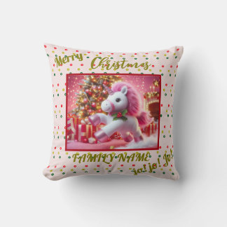 Einhorn pink fröhliche Weihnachten individualisier Kissen