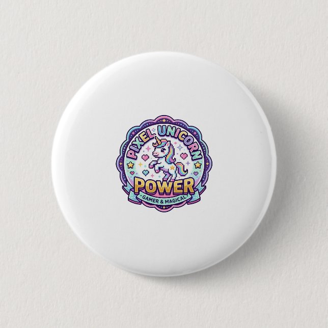 Einhorn Pixel Einhorn Power POD Fertige App Beklei Button (Vorderseite)